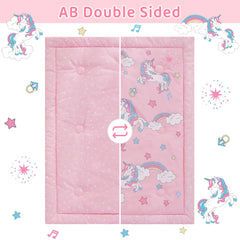 Viviland Unicorn fitted sheet demonstrates gentle microfiber that stays soft.