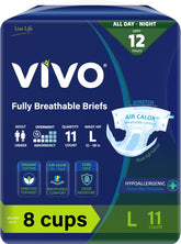 VIVO Organic Cotton Overnight Briefs with tabs for extended wear secure fit.