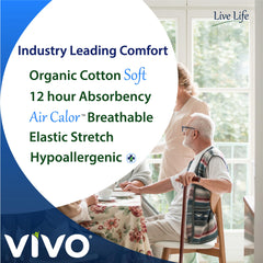 VIVO Organic Cotton tabs demonstrate secure, adjustable closure for a reliable fit.