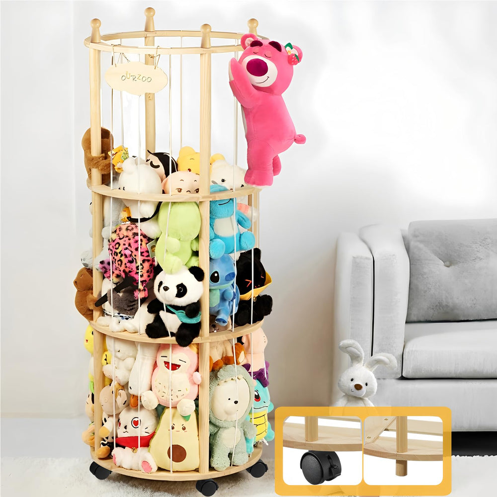 Viyuse stuffed animal zoo storage round base with easy toy access.
