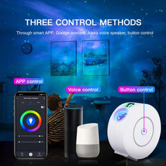 V JULES.V Galaxy projector with 4-angle base for ceiling, wall, or floor projection.