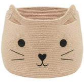 VK Living Animal Basket with cat-face design, large storage for towels and toys.