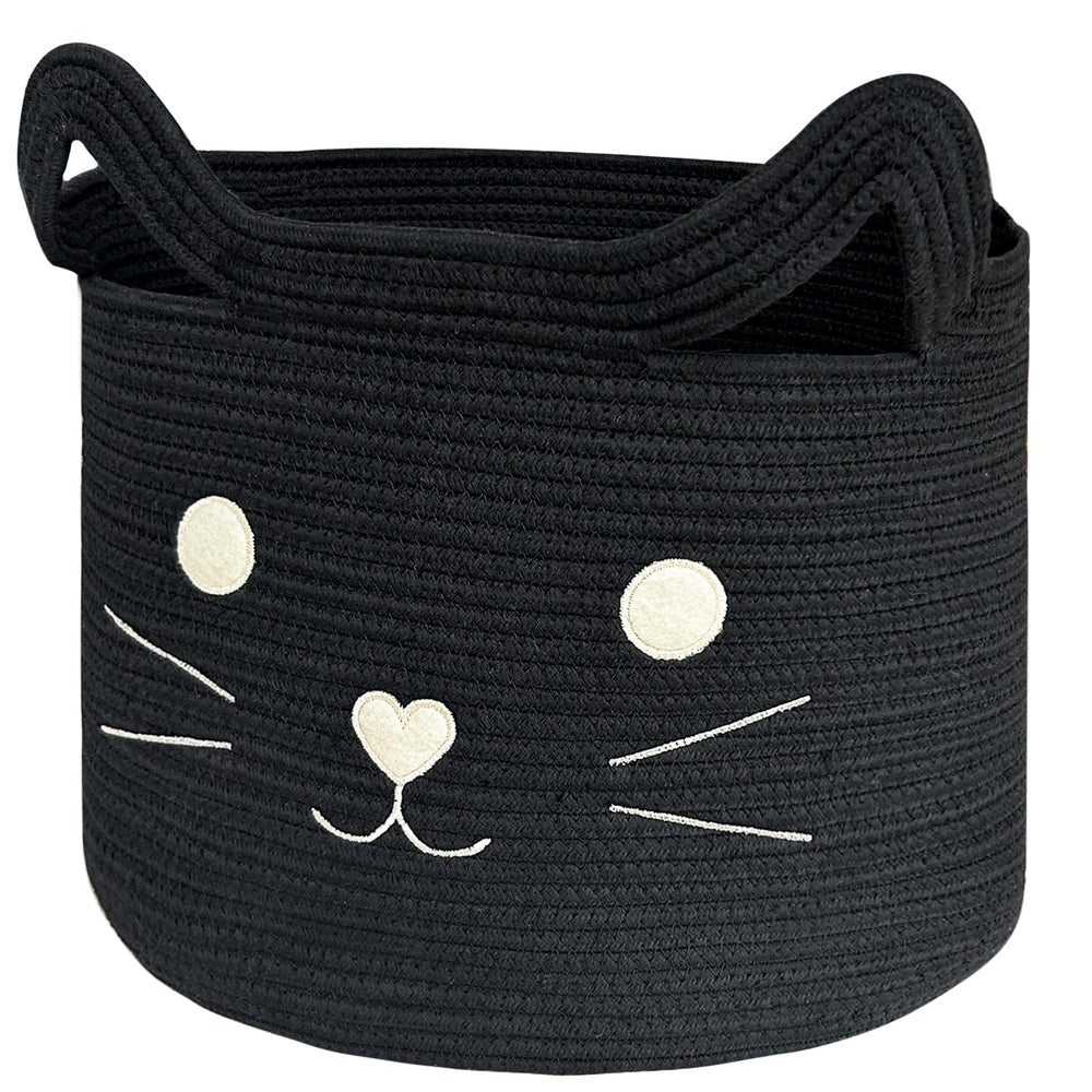 VK VK·LIVING large cat basket with cat-face design ideal for toy storage