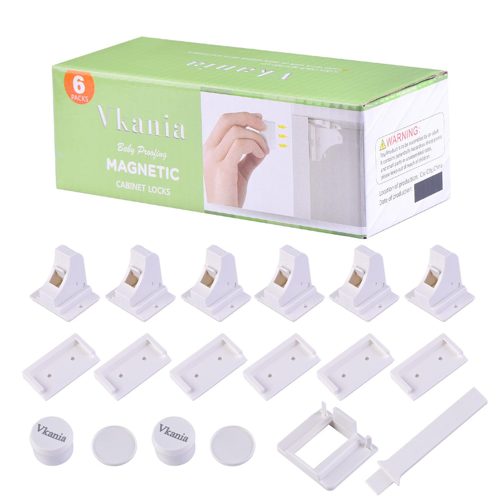 Vkania magnetic cabinet locks six-pack for child-safe storage
