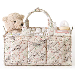 VKSAO XL diaper caddy open top view showing ample space for twins' supplies