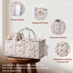VKSAO XL diaper caddy wipe-clean fabric resists spills for quick cleanup