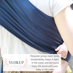 Vlokup sling packs into a compact pocket for diaper bag travel.