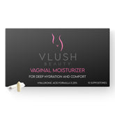 VLUSH packaging of vaginal moisturizer suppositories for daily use