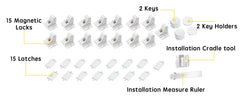 Installation of Vmaisi locks showing adhesive-backed setup, tool-free