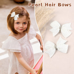 VOBOBE pearl bow clip for wedding-ready, white-hued accessory.