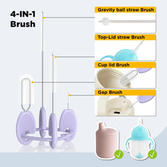 VOGOGE baby straw brush set lid-thread brush cleans bottle threads safely.