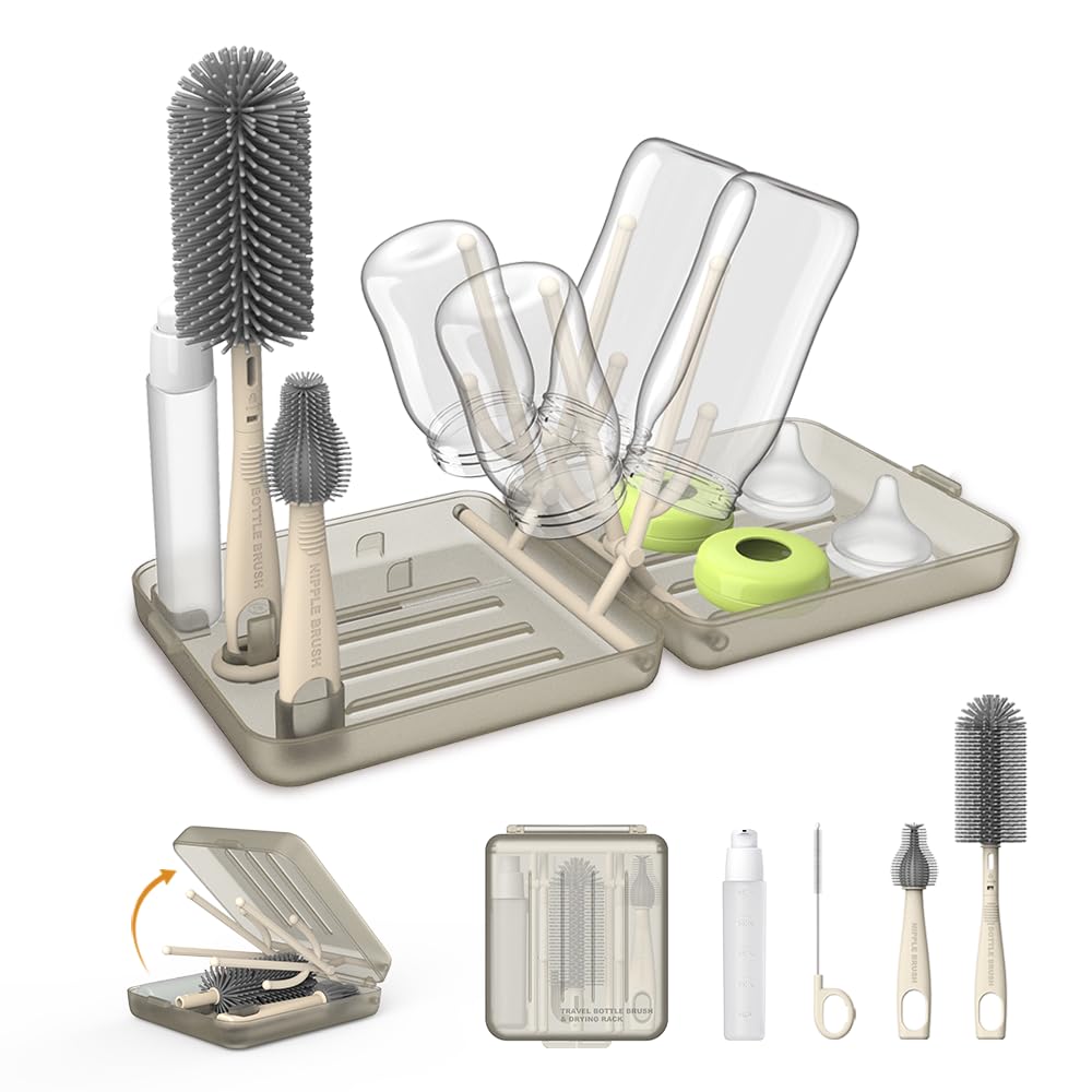 VOGOGE travel bottle brush kit with case for on-the-go cleaning