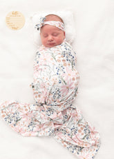 Vollmic newborn swaddle blanket in Golden Floral for comfortable home wrapping