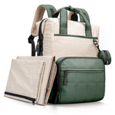 VONAL diaper bag backpack front view showing spacious green design and organized compartments