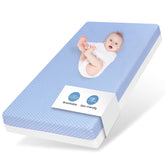voomf crib mattress dual-sided memory foam top view highlights edge support and comfort.
