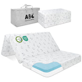 VOOMF pack n play mattress folded for travel and portability.
