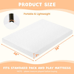 voomf Pack and Play Mattress Pad memory foam layer provides gentle support for growing babies