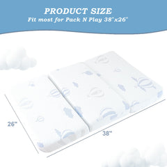 voomf Trifold Pack and Play folded for travel and compact portability.