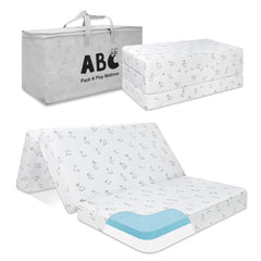 voomf trifold pack and play mattress folded in bag for travel and storage