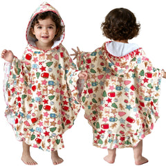 VOOVA & MOVAS baby hooded towel poncho with ruffle trim for post-bath coziness and style.