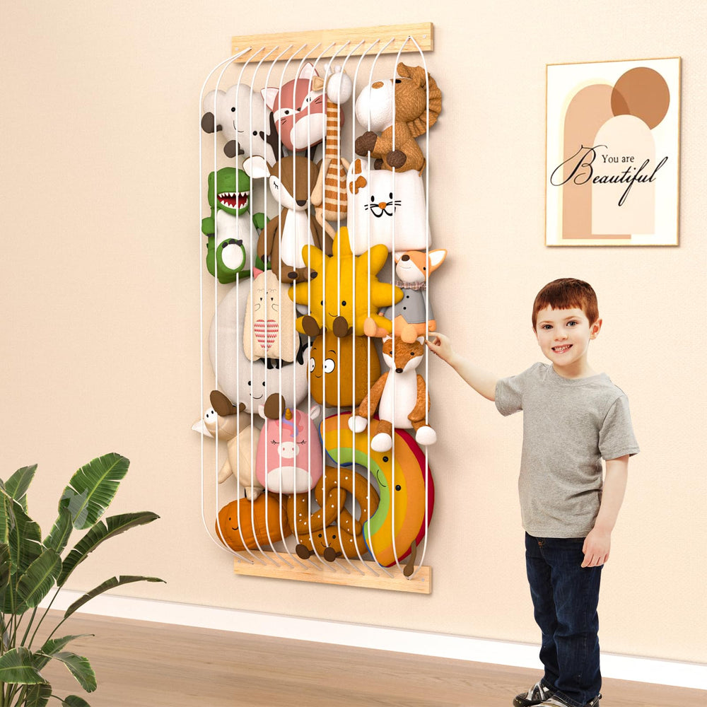 VORTULIUK stuffed animal storage corner hammock mounted on wall keeps plushies organized.