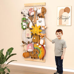 VORTULIUK stuffed animal storage corner hammock mounted on wall keeps plushies organized.