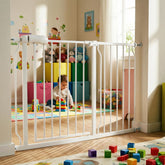 Vothco extra-wide baby gate installed in a doorway for kids and pets.