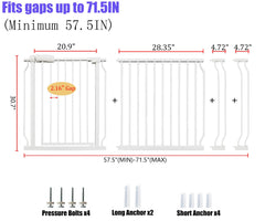 Vothco extra-wide baby gate in doorway closed panel demonstrates secure height.