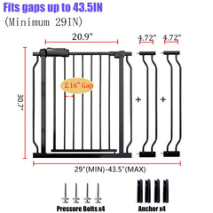 Vothco pressure-mounted gate shows tool-free setup for quick doorway installation.