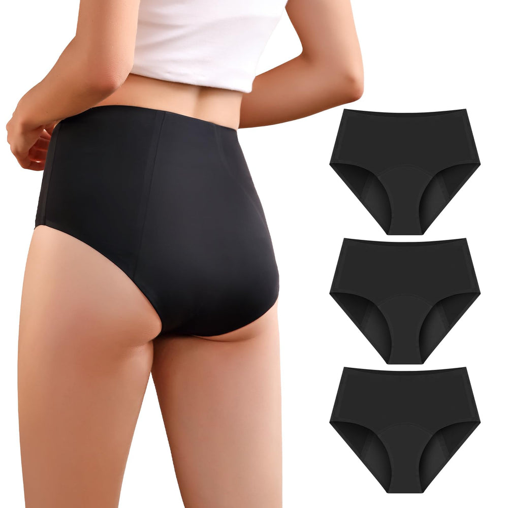 VOXSHE 3pk incontinence underwear black pack shot for discreet daily wear