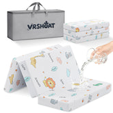 VRSHOAT trifold pack and play mattress folded for travel.