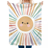 VRW Boho Abstract Sun Kids Blanket with colorful sun motif for nursery decor.