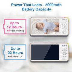 VTech VC2105 5-inch parent unit displays 720p video.