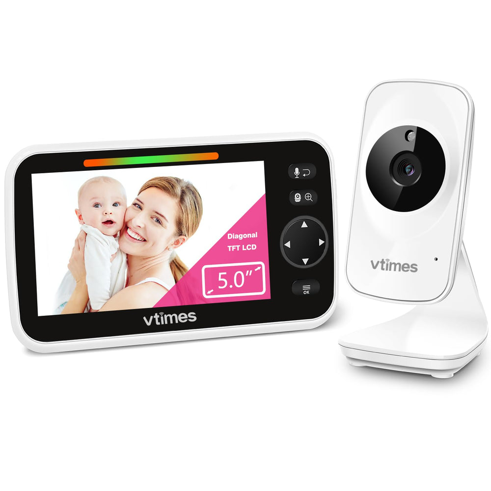 VTimes 5 inch LCD screen for a clear, private baby view.