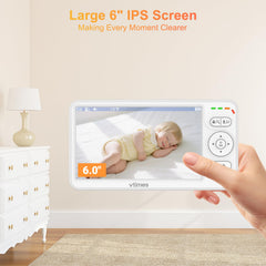 VTimes baby monitor shows up to 30 hours of battery life for overnight monitoring.