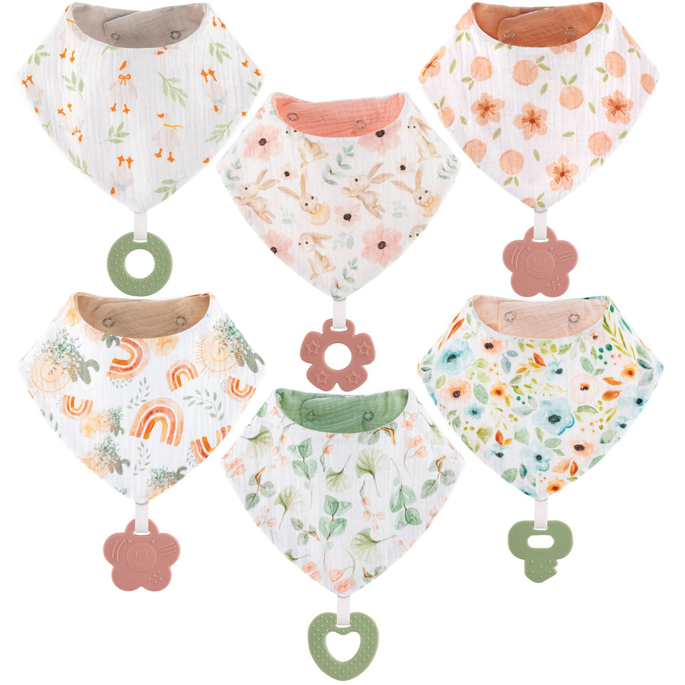 Vuminbox muslin bibs with built-in teether for mess-free feeding.
