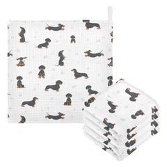 vvfelixl baby cotton washcloth with dachshund print for gentle bath time