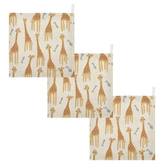 vvfelixl washcloth set, giraffe print, ideal burp cloth and face towel.