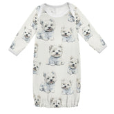 vvfelixl baby sleeper gown with West Highland Terrier design, front view showing cute print