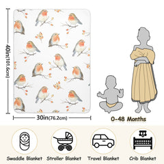 vvfelixl robin birds nursery-blanket: soft, breathable layer for peaceful nursery time.