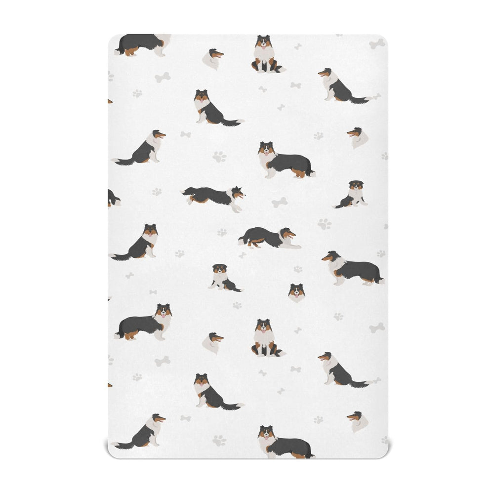 vvfelixl Rough Collie mini crib sheet fabric closeup—soft, breathable surface for baby sleep