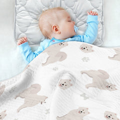 vvfelixl Samoyed dog swaddle blanket folded in bag for travel.