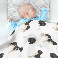 Folded vvfelixl blanket travels easily, ready for outings and stroller rides.