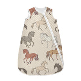 vvfelixl Walking Horse sleeping bag fabric texture shows soft, breathable cotton for gentle baby comfort.