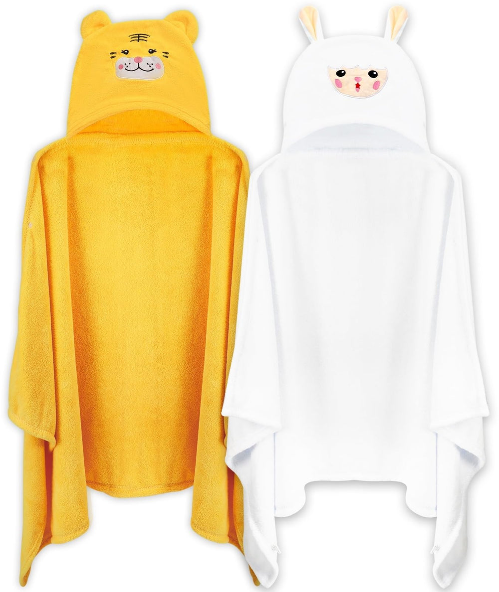 Vyndicca hooded towel with animal hood in yellow and white for playful bath time