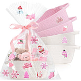 Vynium pink and white Christmas gift baskets set with handles for stylish gifting