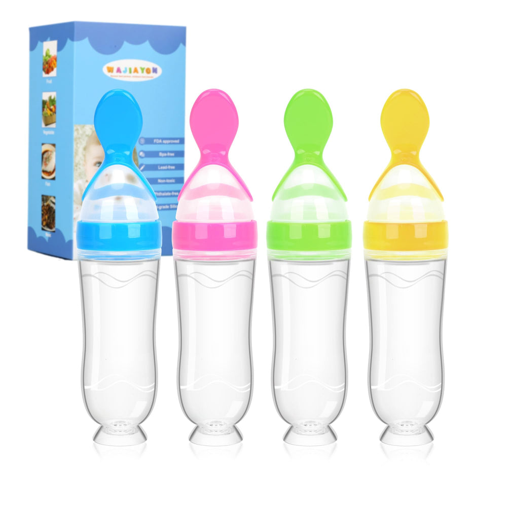 WAJIAYON baby food feeder spoons set with suction cups for easy self-feeding