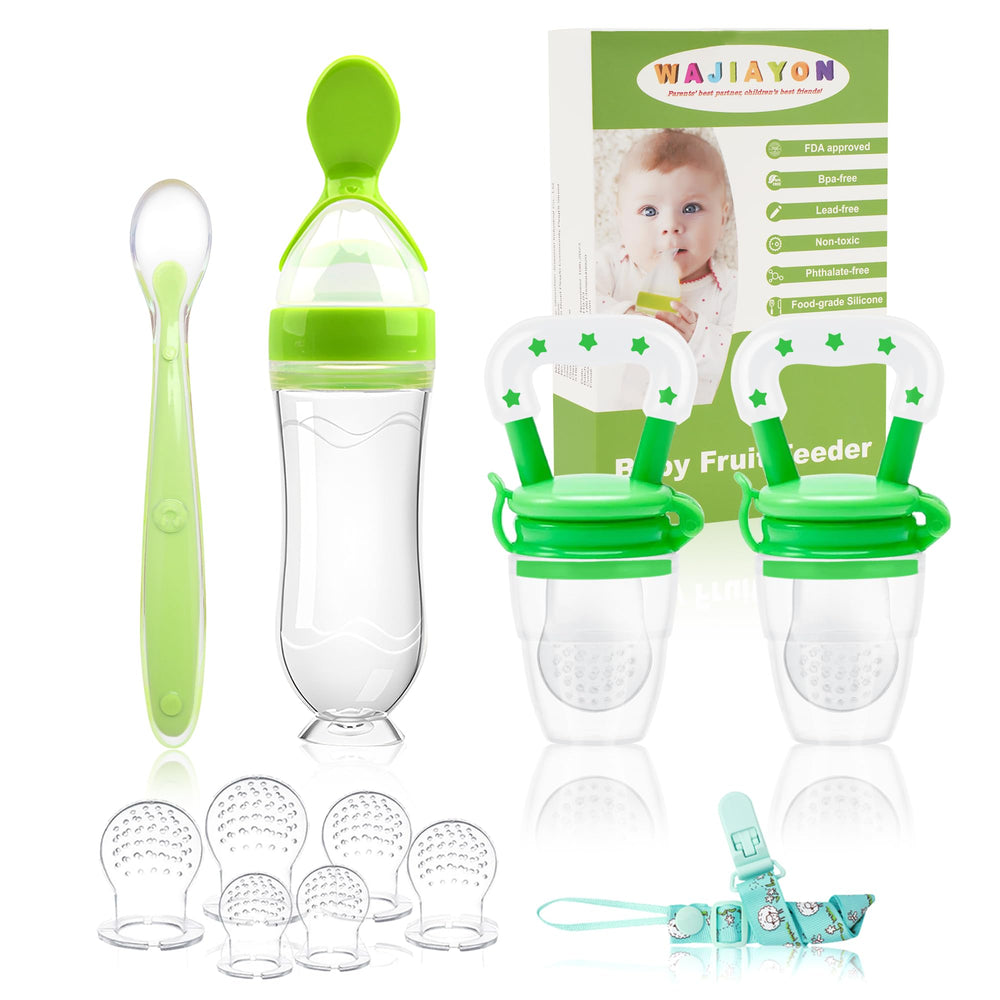 WAJIAYON fruit feeder pacifier set, ideal for safe introduction of solids across ages.