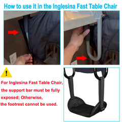 WaiNynyda portable footrest hangs on chair for travel-ready dining