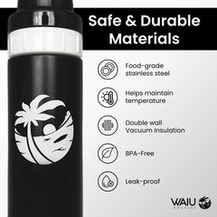 Waiu bottle black 6oz color option with sleek look